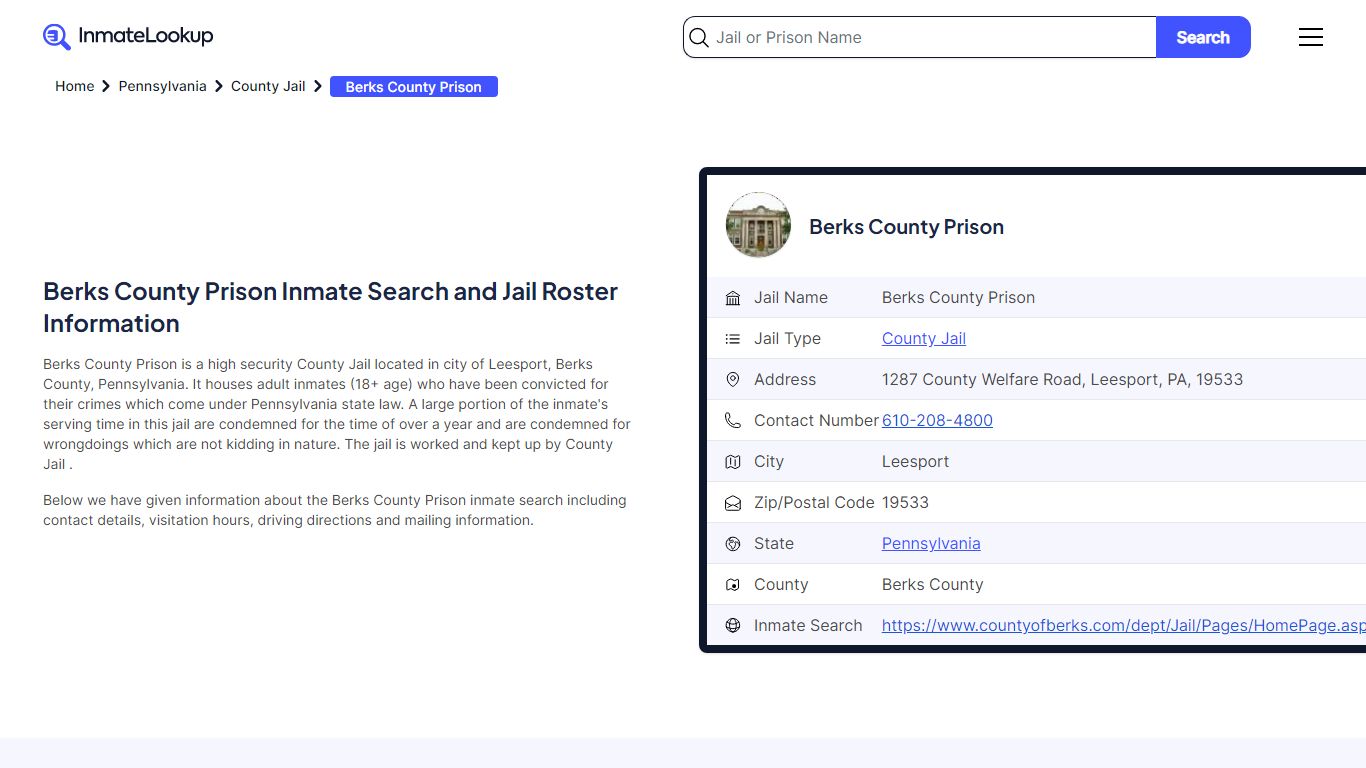 Berks County Prison (PA) Inmate Search Pennsylvania - Inmate Lookup